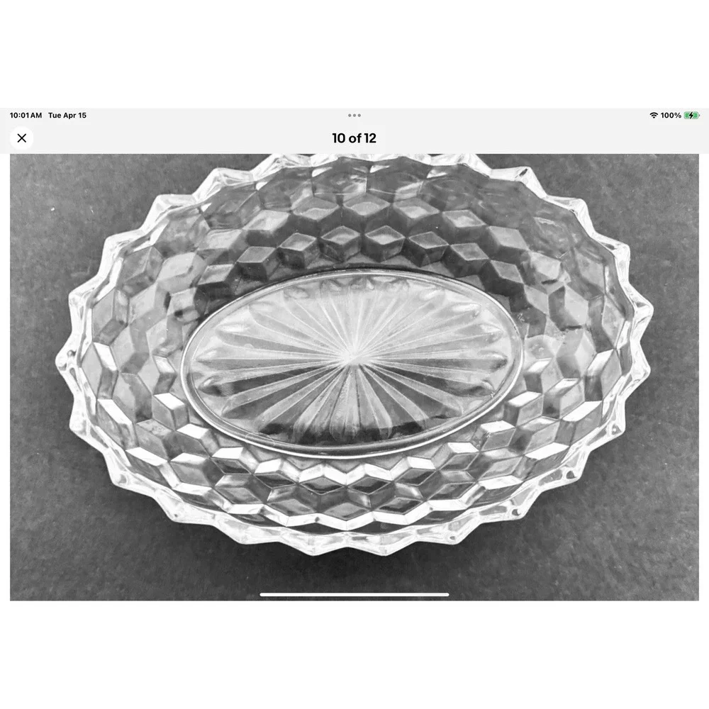 Fostoria American Serving Dish Tray Clear‎ Glass Oval Cube 9
